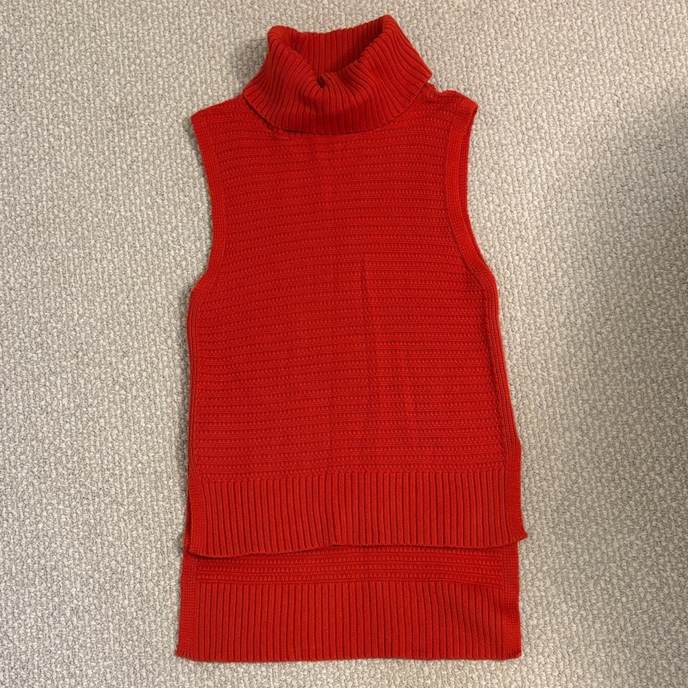 Banana Republic Vibrant Red Sleeveless Turtleneck Sweater
